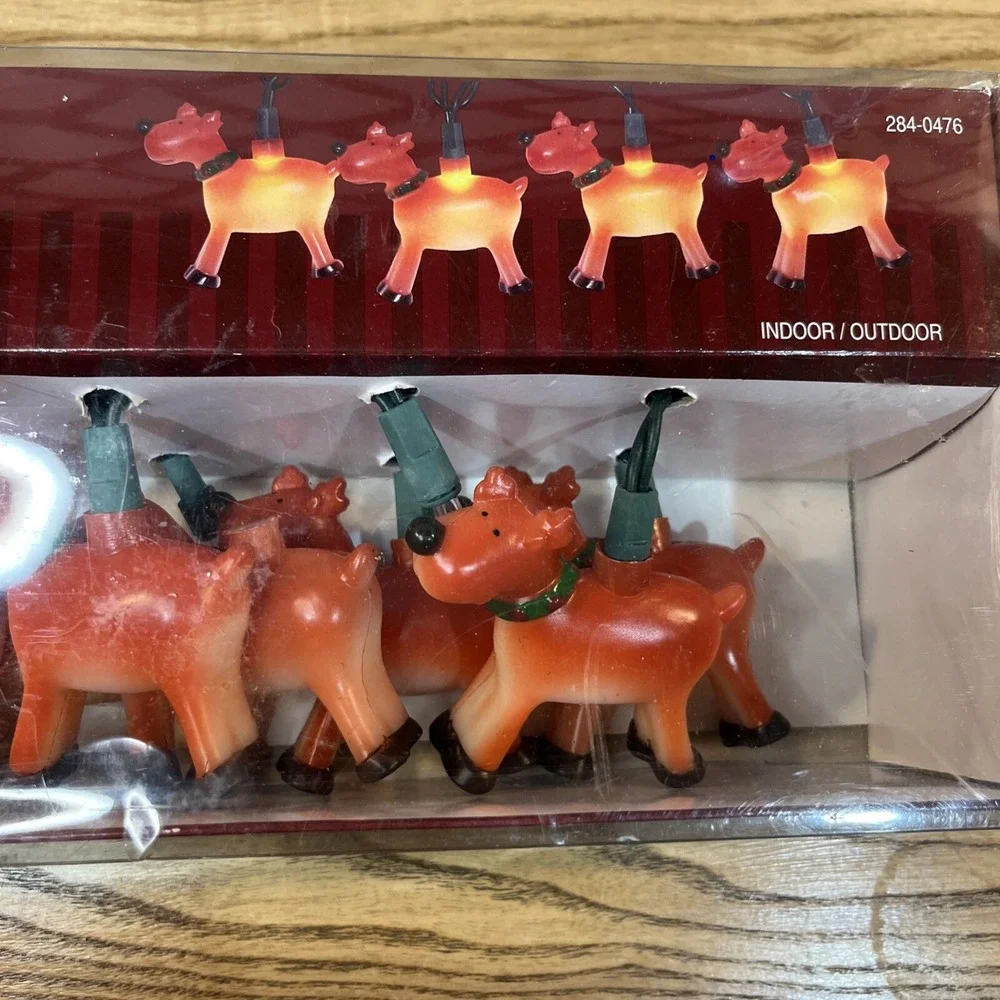 New‎ Enchanted Forest Reindeer Christmas String Light Blow Mold Set Of 10